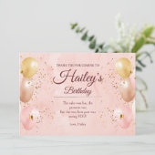 Ballotte rose Carte de remerciements d'anniversair (Debout devant)