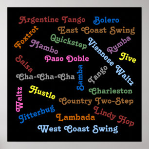 Ballroom Dance-stijlen Poster