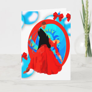 Ballroom Dancers With Ornaments And Bows Christmas Kaart