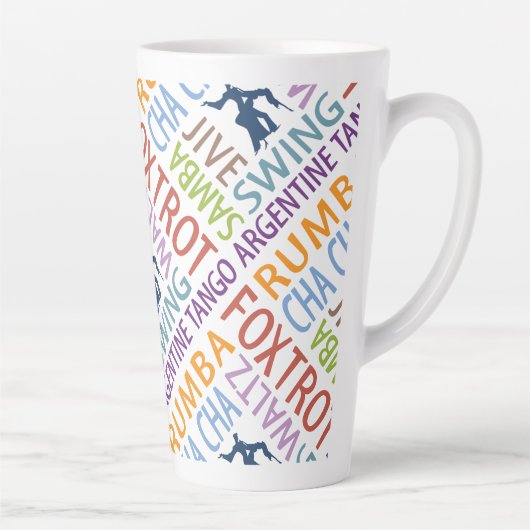 Ballroom Dansende Word Art Latte Mok (Rechts)