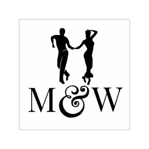 Ballroom dansers #1 Paar 2 Initialen LG Ampersand Zelfinktende Stempel