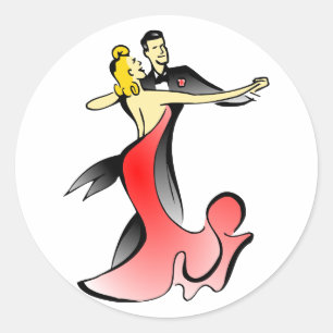 Ballroom dansers dansende koppels met dansende dan ronde sticker