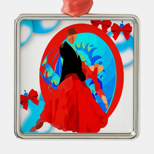 Ballroom dansers met Ornamenten en strikken kerst (Voorkant)