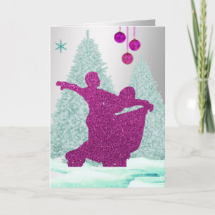 Ballroom dansers met Ornamenten Sneeuwkerst Kaart