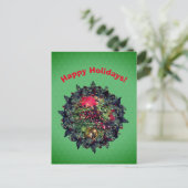 Balls Beads Wreath Carte postale de Noël (Debout devant)