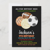 Balls Black Orange Sports Invitations Anniversaire (Devant)
