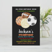 Balls Black Orange Sports Invitations Anniversaire (Debout devant)