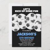 Balls Black Soccer Invitations Anniversaire (Devant)