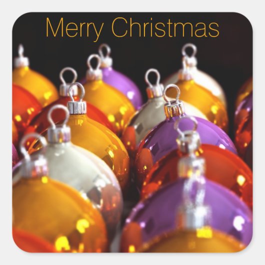 Balls de Noël Joyeux Sticker Carré de Noël (Devant)