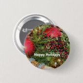 Balls Kralen Evergreen Kerstvakantie Button Pin (Voorkant /achterkant)