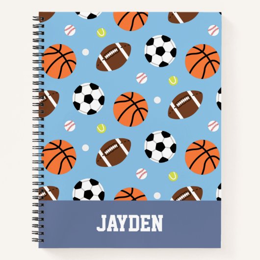 Balls Pattern Sports Kinder Personalized Notitieboek (Voorkant)
