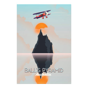 Balls Pyramid Australië vintage vluchtposter Foto Afdruk