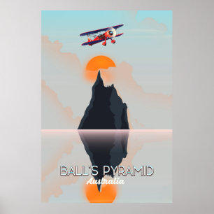 Balls Pyramid Australië vintage vluchtposter Poster