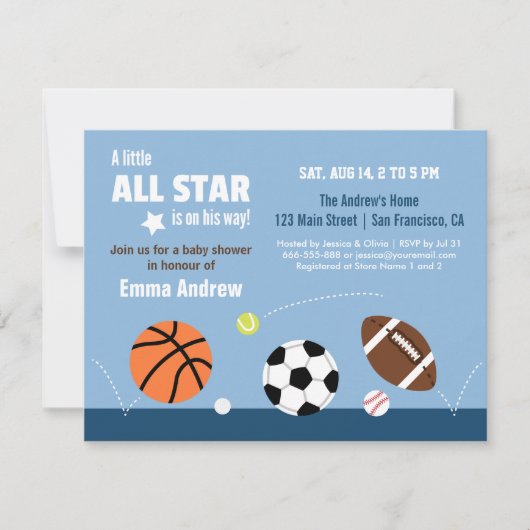 Balls Sports Thème Baby Shower Invitations (Devant)