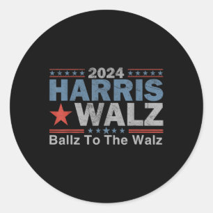 Ballz naar de W Harris W 2024 Kalama Harris Waltz Ronde Sticker