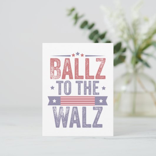 Ballz naar de Walz Harris Wals 2024 Verkiezing Briefkaart (Staand voorkant)