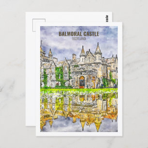 Balmoral Castle Scotland Travel Waterverf Sketch Briefkaart