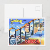 Balnéaire, Oregon Vintage Big Letters Carte postal (Devant / Derrière)