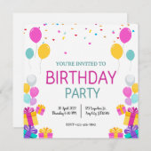 Balons modernes Invitation de fête d'anniversaire (Devant / Derrière)