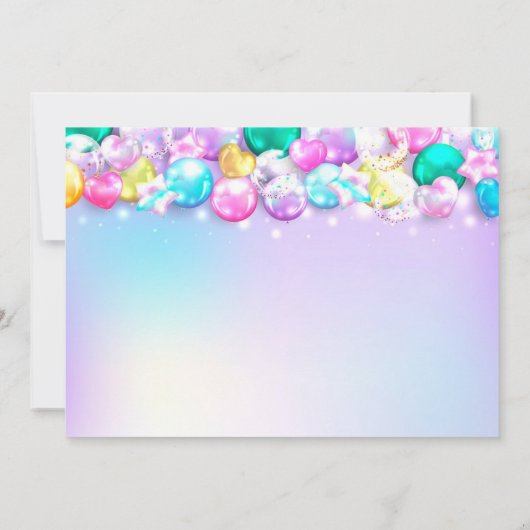 Baloons mignons Invitation fille fête d'anniversai (Dos)