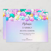 Baloons mignons Invitation fille fête d'anniversai (Devant / Derrière)