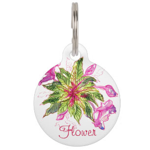 Balsam Bouquet roze bloemen groene bladeren Huisdierpenning