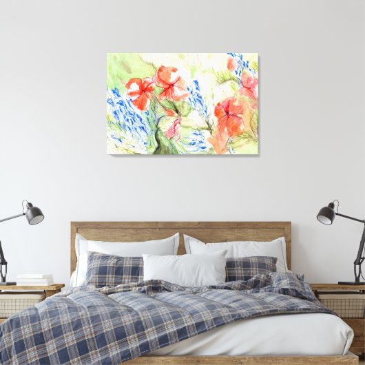Balsam en Lobelia bloemen Canvas Afdruk (Insitu (Slaapkamer))