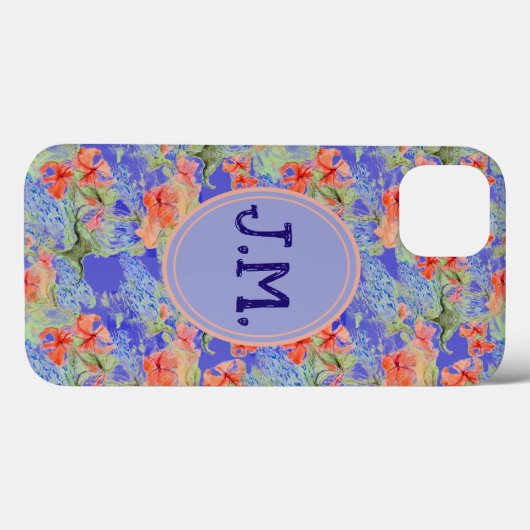 Balsam en Lobelia bloemen en Initialen Case-Mate iPhone Case (Achterkant (horizontaal))
