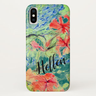 Balsam en Lobelia bloemen en jouw naam iPhone X Hoesje