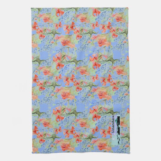 Balsam en Lobelia Pattern Towel Theedoek (Verticaal)