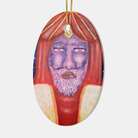 "Balthasar" Drie kerstkunst Keramisch Ornament (Links)