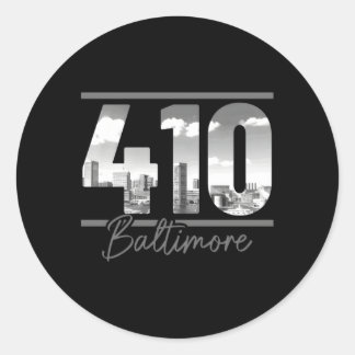 Baltimore 410 Netnummer Skyline Maryland Ronde Sticker