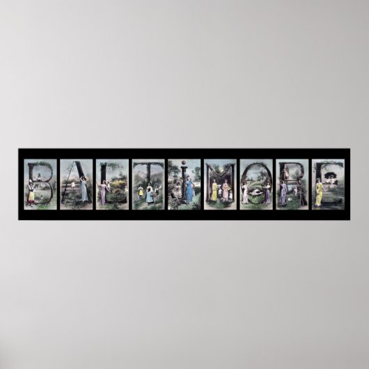 BALTIMORE Alfabet Letter Name Art Poster (Voorkant)