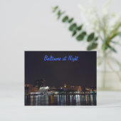Baltimore bij nacht briefkaart (Staand voorkant)