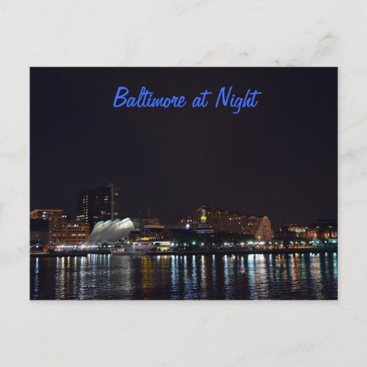 Baltimore bij nacht briefkaart (Voorkant)