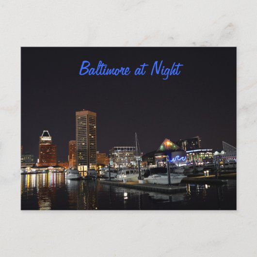 Baltimore bij nacht briefkaart (Voorkant)