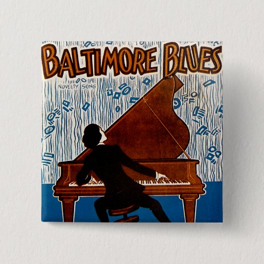 Baltimore Blues Vierkante Button 5,1 Cm (Voorkant)
