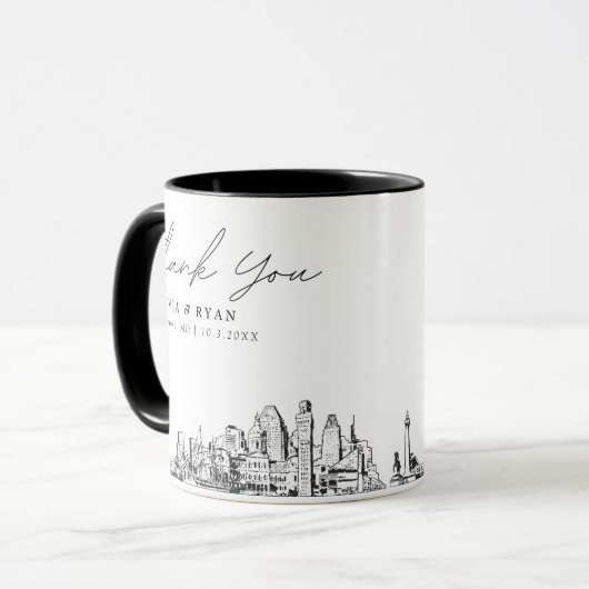 Baltimore Bruiloft Minimale Aangepaste Koffie Mok (Voorkant links)
