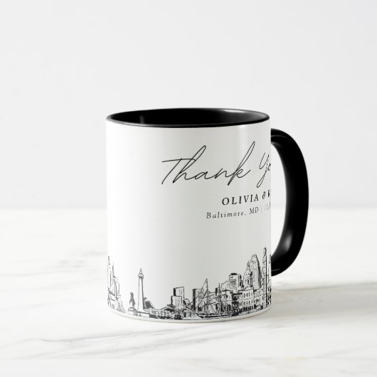 Baltimore Bruiloft Minimale Aangepaste Koffie Mok (Voorkant rechts)