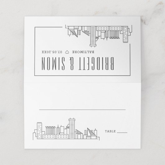 Baltimore Bruiloft | Tabelnaam Kaarten plaatsen (Buitenkant ongevouwen)