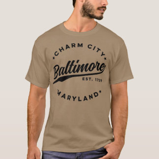  Baltimore Charm City Maryland Zwarte tekst T-shirt