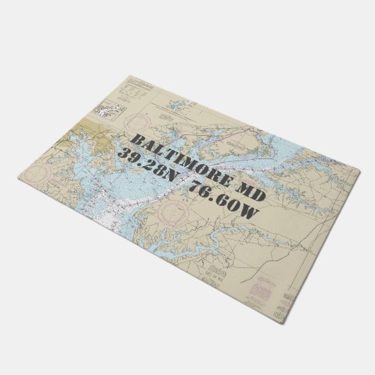 Baltimore Chesapeake ⚓ breedtegraad Nautisch Deurmat (Schuin)