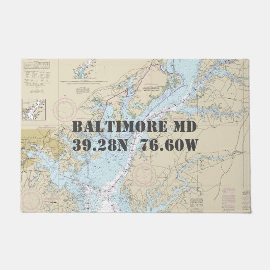 Baltimore Chesapeake ⚓ breedtegraad Nautisch Deurmat (Voorkant)