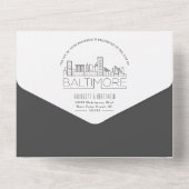 Baltimore Deco Skyline | Bruiloft All In One Uitnodiging (Achterkant)