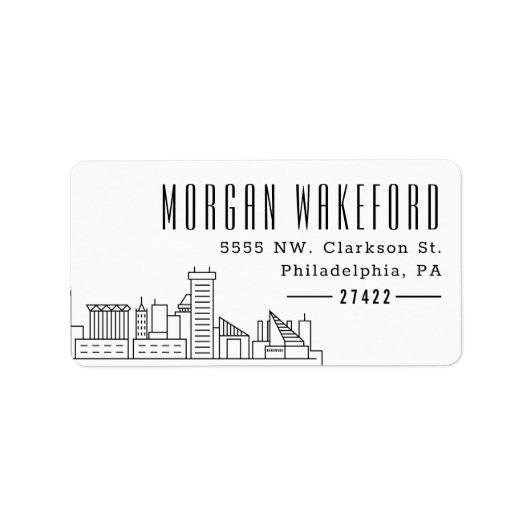 Baltimore gestileerde Skyline Large Address Label (Voorkant)