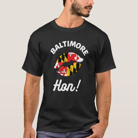 Baltimore Hon Maryland Girl MD State Flag Lips Kis T-shirt (Voorkant)