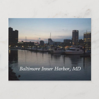 Baltimore Inner Harbour bij nacht Briefkaart