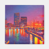 Baltimore Inner Harbour bij nacht Magneet (Voorkant)