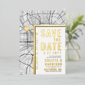 Baltimore Love Locator | Bruiloft Bewaar de datum Folie Uitnodiging (Staand Voorkant)