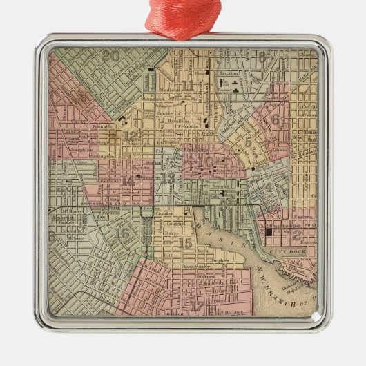 Baltimore Map door Mitchell Metalen Ornament (Voorkant)